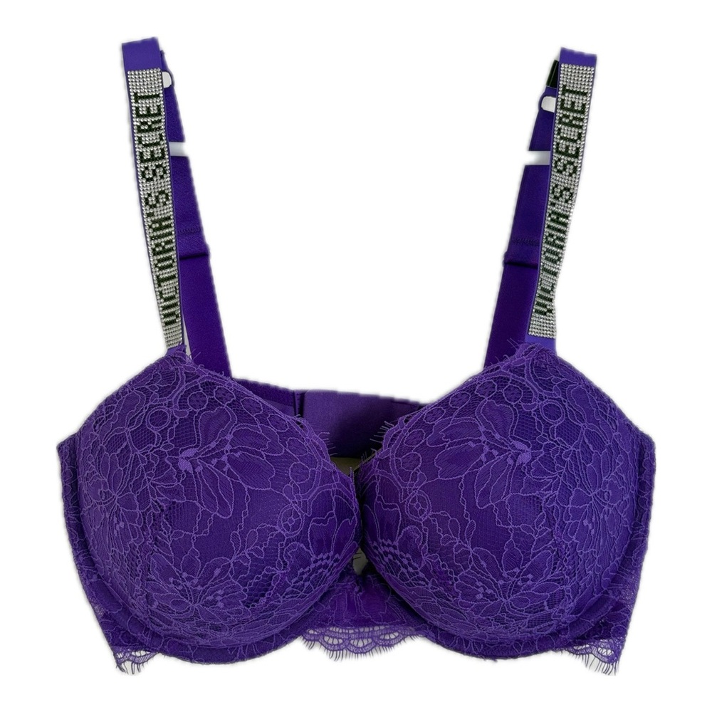 Victoria's Secret Bombshell Push Up Lace Bra with Rhinestone Straps